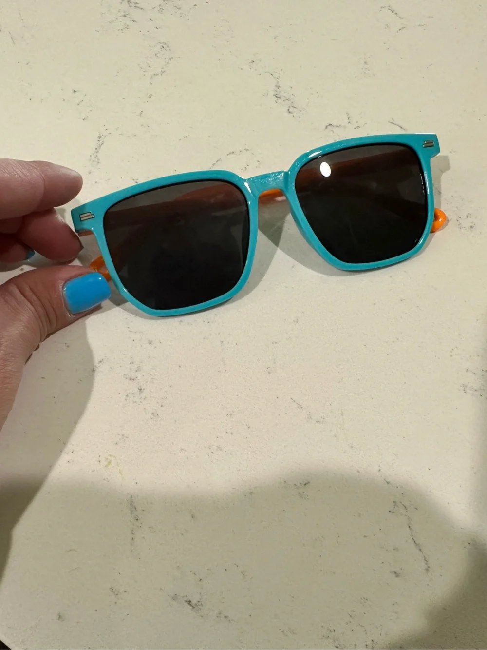 Toddler Turquoise & Orange Square Sunglasses